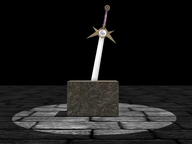 A rendered JPEG of a sword in a stone